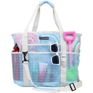 Mesh Beach Bag 40L with 9 Pockets Bag Blue